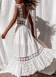Zjkrl Lace Patchwork Elegant Maxi Dress