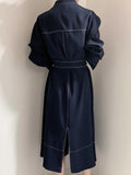 Zjkrl - Stand Collar Single Loose Tie Trench Dress