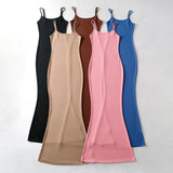 Zjkrl - 5 Color Simple Niche Fishtail Slip Dress