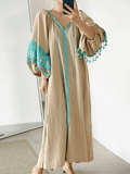 Zjkrl - Simple Ethnic Style Fringed Dress