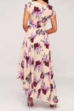 Zjkrl - Elegant Floral Frenulum With Belt Irregular Dress Dresses