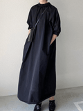 Zjkrl - Stand Collar Graceful A-line Long Dress