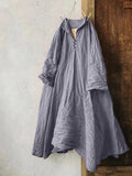 Vintage 3/4 Sleeve Plain V Neck Casual Weaving Dress