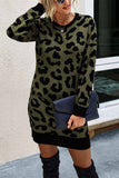 Zjkrl -  Leopard Print Oneck Mini Dress