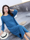 Zjkrl - Modal Long Sleeve Split-Side Loose Pajamas Dress