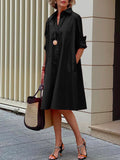 Shirt Dress Long sleeve Plain Simple Dress