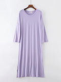 Zjkrl - Modal Long Sleeve Split-Side Loose Pajamas Dress