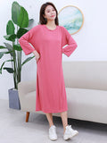 Zjkrl - Modal Long Sleeve Split-Side Loose Pajamas Dress