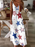 Zjkrl - American Flag Star Print Slip Women Maxi Dress
