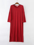 Zjkrl - Modal Long Sleeve Split-Side Loose Pajamas Dress