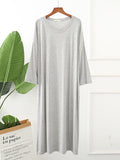 Zjkrl - Modal Long Sleeve Split-Side Loose Pajamas Dress