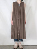 Zjkrl --Sleeveless Pleated Pure Cotton A-line Dress