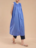 Zjkrl --Sleeveless Pleated Pure Cotton A-line Dress