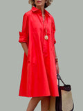 Shirt Dress Long sleeve Plain Simple Dress