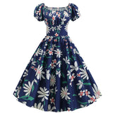 Zjkrl - Summer Puff Sleeve Elegant Print Vintage Dress