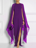 Zjkrl - Loose Solid Color Round-Neck Maxi Dresses