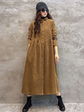 Original Solid Corduroy Lapel Dress