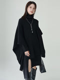 Zjkrl - Casual Long Sleeves Loose Solid Color High-Neck Shawl&Sweater Dresses Two Pieces Set
