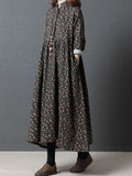 Zjkrl - Vintage Floral Stand Collar Midi Dress