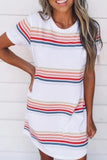 Stripe O Neck Short Sleeve Mini Dress