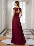 Zjkrl - Elegant Evening Dresses O-Neck Sleeveless A-LINE Lace Floor-Length Gown 2023 Ever pretty of Burgundy Simple Prom Dress Women