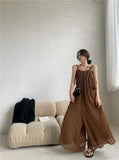 Zjkrl - Loose Open Back Maxi Sleeveless Jumpsuits