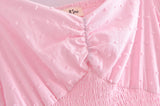 Zjkrl High Quality 2023 Summer Pink Short Sleeve Women Ruffled Mini Dress