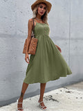 Syiwidii Spaghetti Strap Dresses Women Cotton and Linen Button Casual Summer Birthday Dress for Women Solid Elegant Pullover Y2k