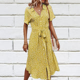 Zjkrl 2023 Summer Puff Sleeve Long Dress Women Elegant Printed V-Neck Maxi Dresses Boho Drawstring Loose Holiday Beach Dress