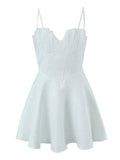 New Women White Sexy Sling Dress Sleeveless Elegant Ladies Party Mini Dresses Skater Short Robe