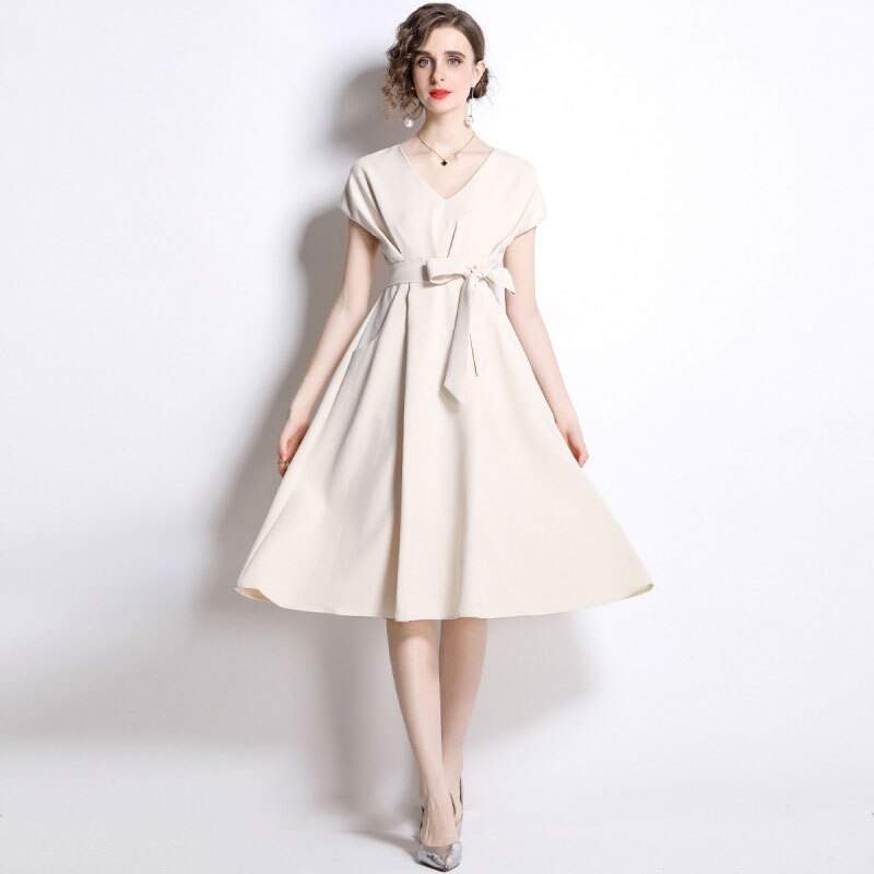 Solid Button Front Belted Dress Elegant Ruched Sleeve Ruffle