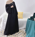 Ramadan Muslim Fashion Hijab Dress Eid Satin Abaya Dubai Turkey Islam Clothing Basic Closed Abayas for Women African Kaftan Robe