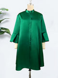 Zjkrl Women Loose Dress Three Quarter Sleeves Oversized Yellow Green Pink Casual Fashion Ladies Classy Summer Autumn Robes Gowns 2023