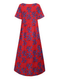 Oversized Womens Floral Sundress Kaftan Printed Summer Dress Short Sleeve Maxi Vestidos Female Casual Robe Femme