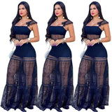 Perl Sexy Mesh Stitching Sling Zipper Dress See Through Lace Skirt Transparent Women's Clothing Charming Chic Outfit for Ladies
