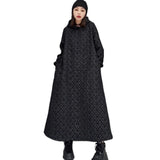 Zjkrl - 2023 Autumn Winter New Leisure Jacquard Craft Hooded Dress Women Pure Color Large Size Pullover Dress Black