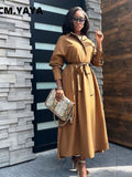 Zjkrl - Fashion Long Sleeve Turn-down Neck Trench Style Maxi Long Dress for Women 2022 Autumn Winter Streetwear Dresses Vestidos