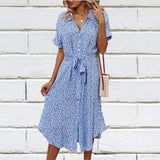 Zjkrl 2023 Summer Puff Sleeve Long Dress Women Elegant Printed V-Neck Maxi Dresses Boho Drawstring Loose Holiday Beach Dress