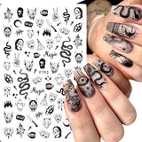 Zjkrl - Black Snake Nail Stickers Decals Gothic Halloween Design Adhesive Sliders for Nail Art DecorationTattoo Manicure Dropshipping