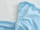 New 2023 Women Blue Ruched Bodycon Mini Dress Long Sleeve Ladies Sexy Vestidos