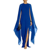 Zjkrl Summer Maxi Dresses for Women Evening Party Chiffon Cape Sexy Long Dress Female High Slit Vestidos De Mujer Feminino Robe Femme