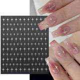 Sliver Stars Nails Stickers 3D Bronzing Laser White Cross Starlight Glossychic Y2k Stylish Adhesive Manicure Decorations SO-167