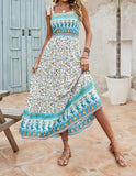 new European and American summer women's clothing  bohemian printed fashion dress  sling loose casual dress