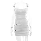 Sexy Black Slip Short Dress Ladies 2023 Summer For Woman Bodycon Dresses Evening Party Tight Mini Dress Silver Wire