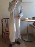 Thick Winter Women'S Dress Fall Sweater Women Dress Long Sleeve  Knitted Dresses Maxi Vintage Oversize Dresses Knitting