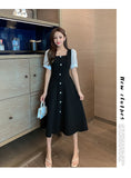 Zjkrl - Black Aesthetic Party Summer Light Dress Casual Bag Hip Wrap Vintage Fashion Elegant Women&#39;s Dresses Loose Midi Korean Tunics