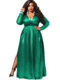 Zjkrl - Elegante Long Sleeve Plus Size Dress Sexy Deep V Party Dress Clubwear Evening Ladies Vestidos De Mujer Elegantes Para Fiesta 4XL