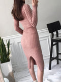 Women&#39;s New Knitted Turtleneck Long Sleeve Slim and Slim Mid-length Over-the-knee Dress In Autumn Winter White Dress Sweater Top