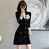 Small Fragrance Style Knitted Dress Women Autumn 2022 New Slim Little Black Dress Female Fashion Bodycon Sweet Mini Dress Trend