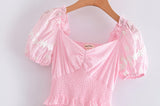Zjkrl High Quality 2023 Summer Pink Short Sleeve Women Ruffled Mini Dress